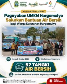 WUJUD KEPEDULIAN SOSIAL, UMKM HARGOMULYO SALURKAN BANTUAN AIR BERSIH BAGI MASYARAKAT